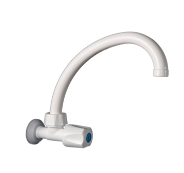 GRIFO DE PARED PICO CURVO MOVIL VOLANTE CORONA GINYPLAST