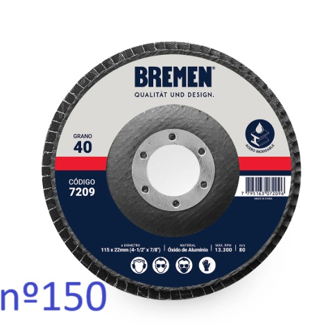 DISCO FLAP  4-1/2" (ø115x22mm) OX. ALUMINIO - 150 [10 unid] BREMEN