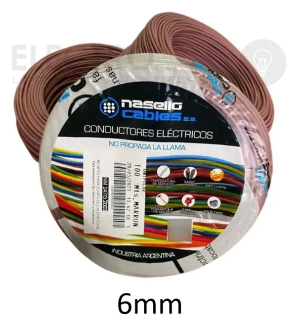 BOBINA CABLE UNIPOLAR 1x 6 NEGRO NASELLO