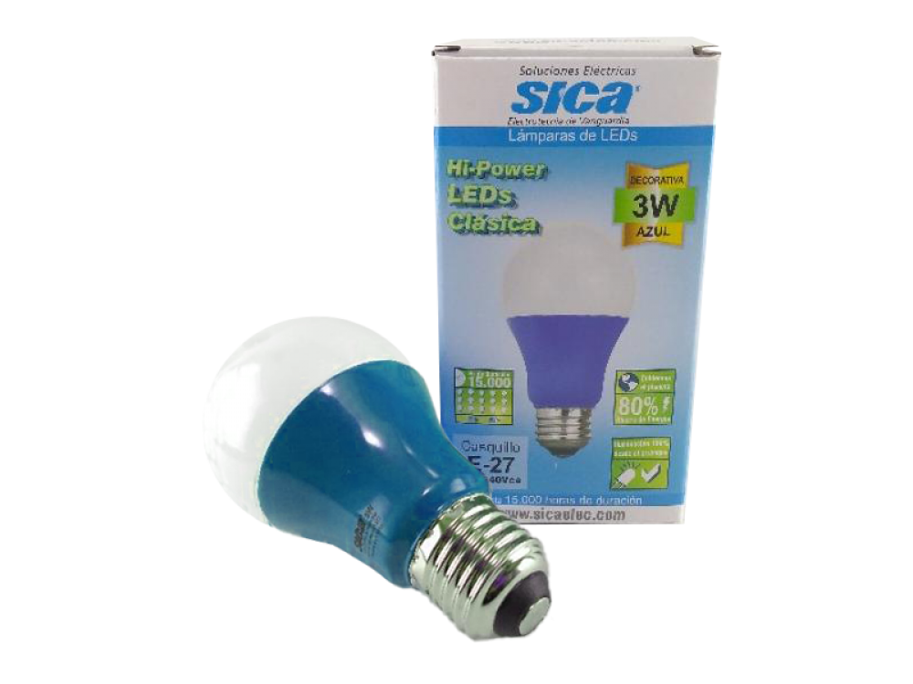 LAMPARA LED 3W E27 LUZ AZUL SICA