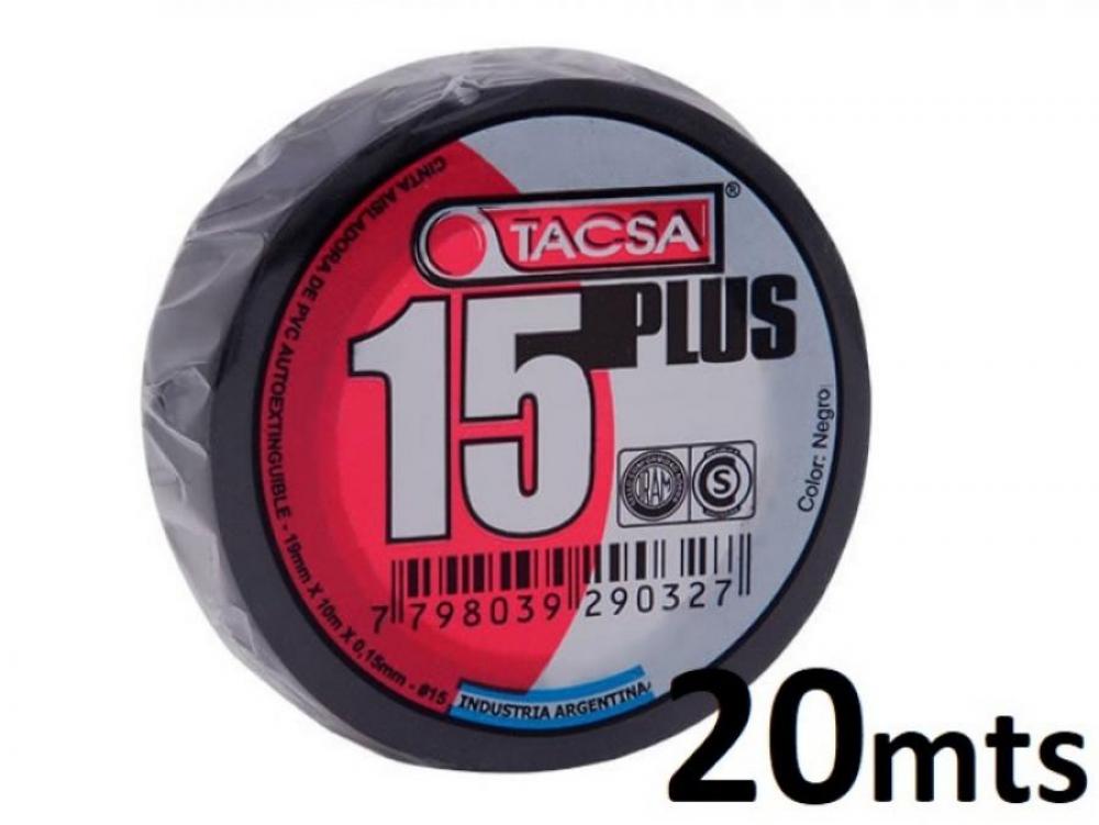 CINTA PVC 20 MTS NEGRA TACSA