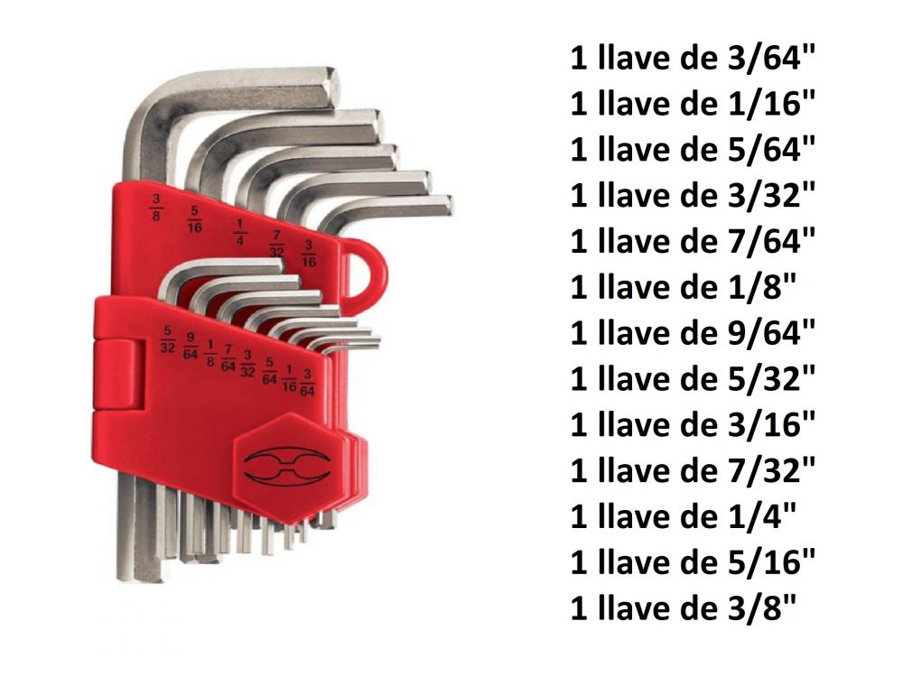 JUEGO DE 13 LLAVES ALLEN PULGADA TRUPER