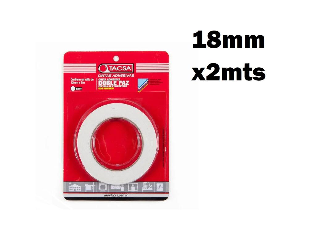 CINTA DOBLE FAZ DE ESPUMA 18mm x 2m TACSA