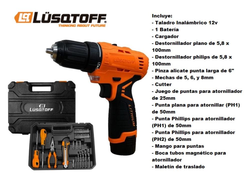 TALADRO ATORNILLADOR INALAMBRICO 12V 8A LUSQTOFF