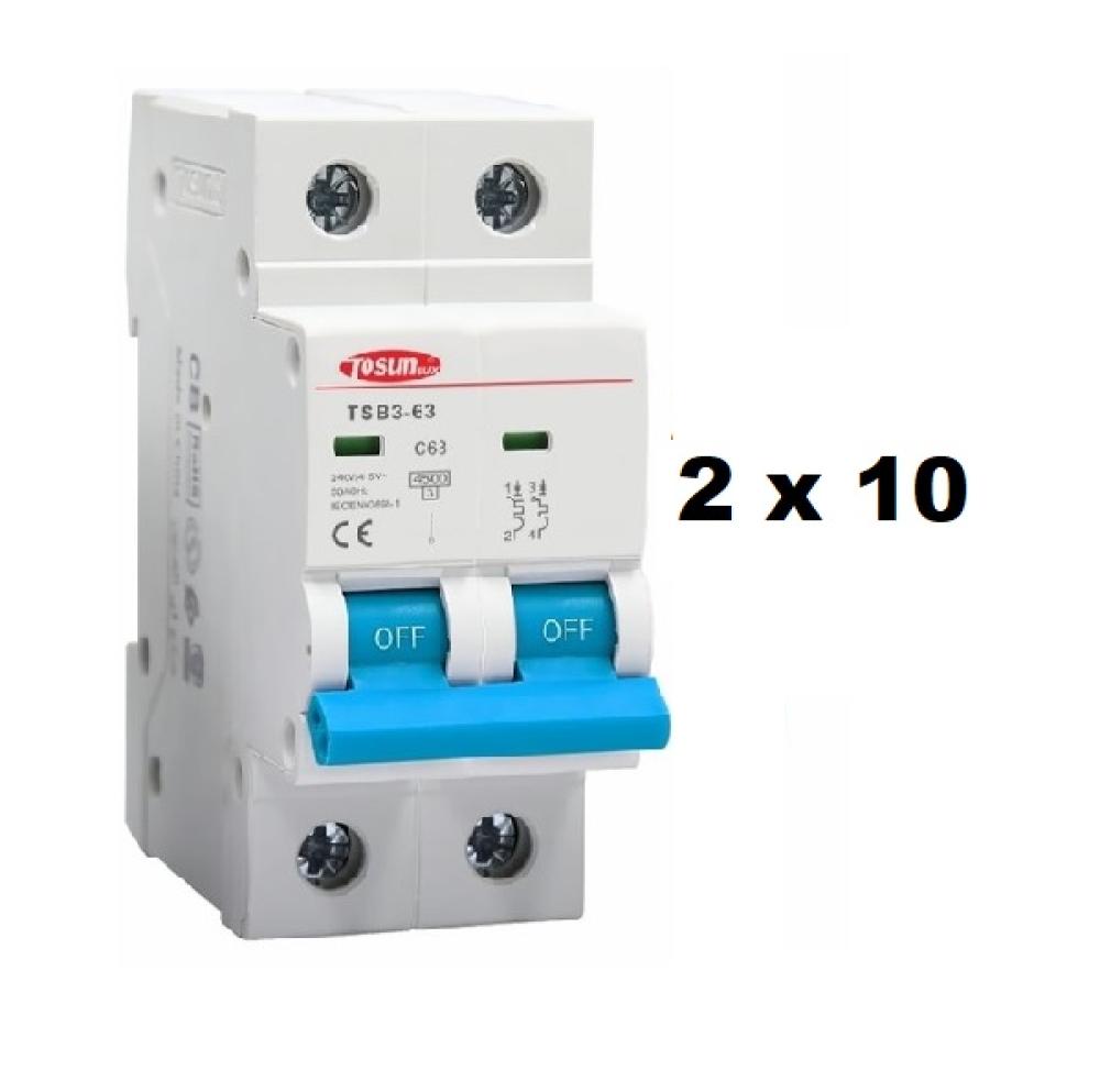 TERMICA BIPOLAR 2x 10A 4,5KA TOSUN