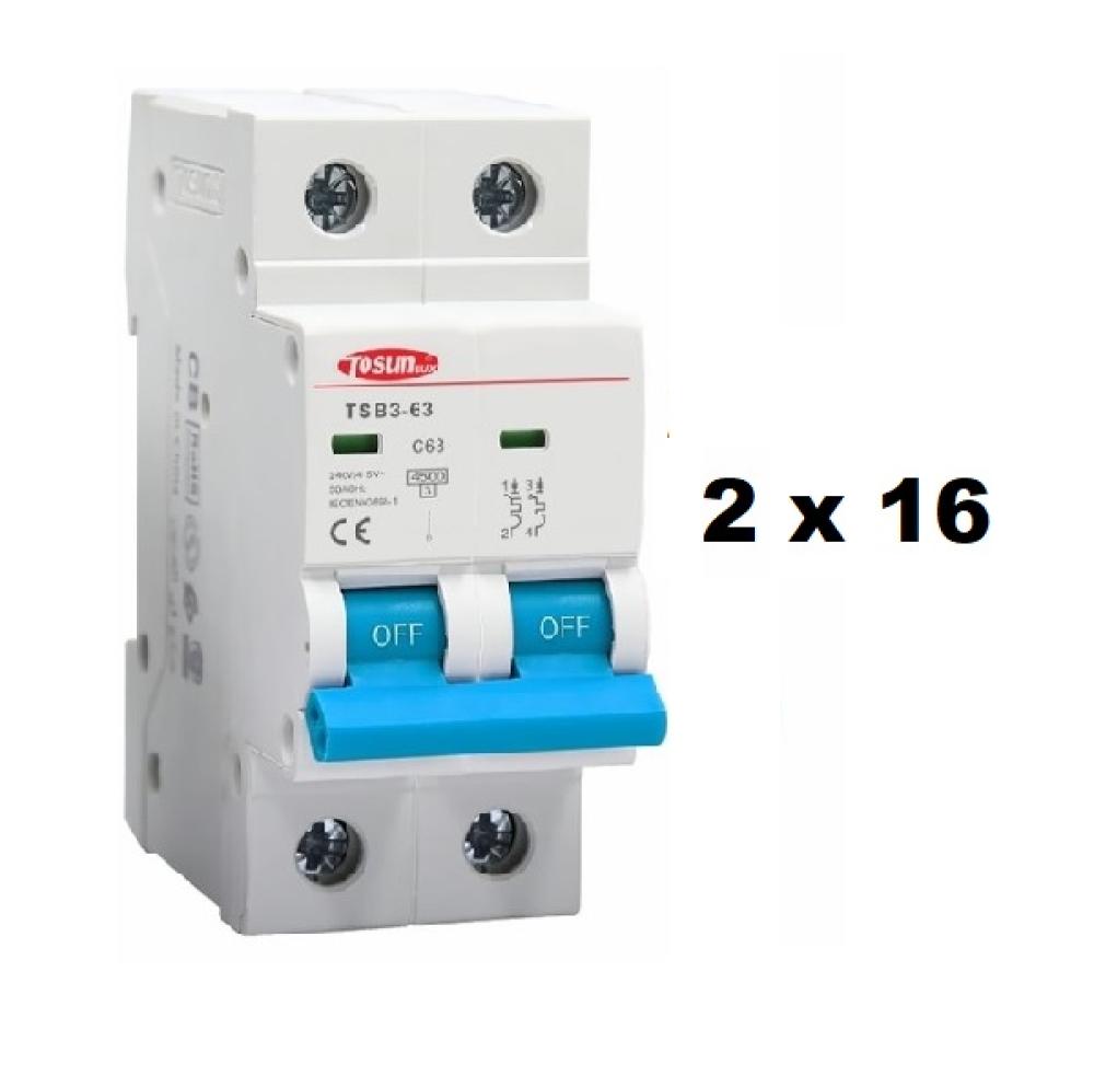 TERMICA BIPOLAR 2x 16A 4,5KA TOSUN