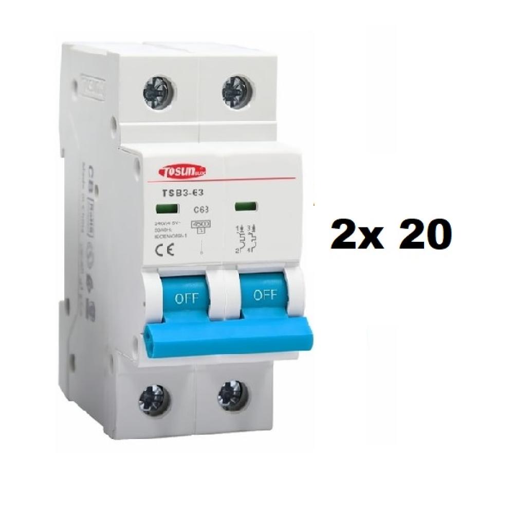 TERMICA BIPOLAR 2x 20A 4,5KA TOSUN