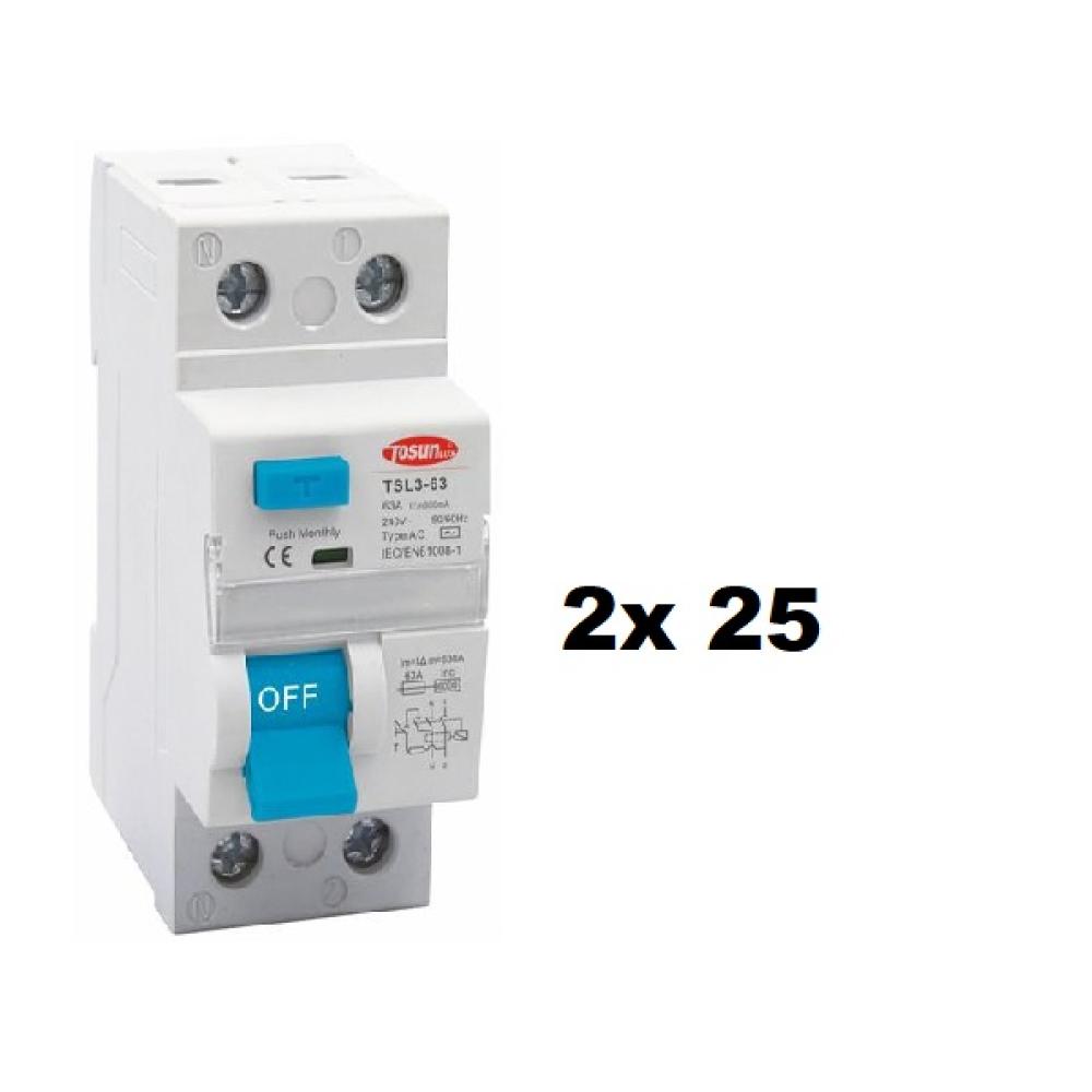 DISYUNTOR BIPOLAR 2x 25A 30mA TOSUN