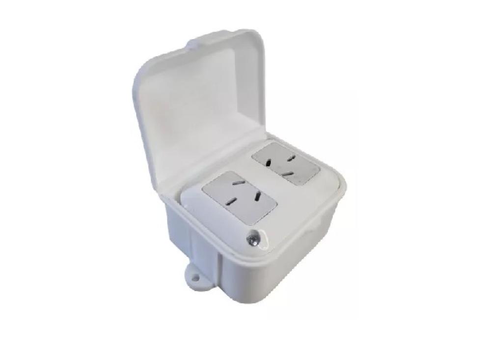 CAJA CAPSULADA BLANCA EXTERIOR TOMA DOBLE 10A TAAD