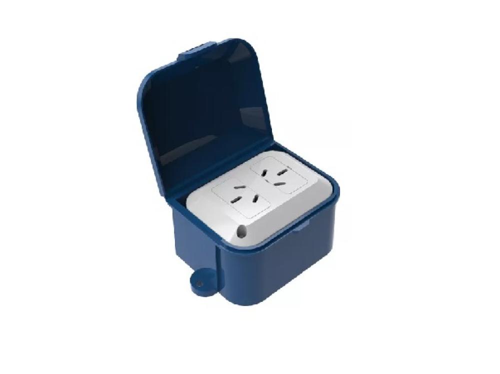 CAJA CAPSULADA AZUL EXTERIOR TOMA DOBLE 10A TAAD