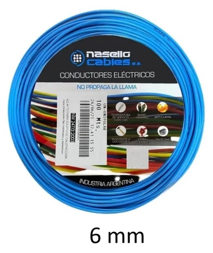 [BUNI6CNASE] BOBINA CABLE UNIPOLAR 1x 6 CELESTE NASELLO