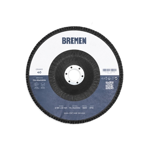 [8710-BREMEN] DISCO FLAP 7" (ø180x22mm) OX. ALUMINIO - 040 [10 unid] BREMEN