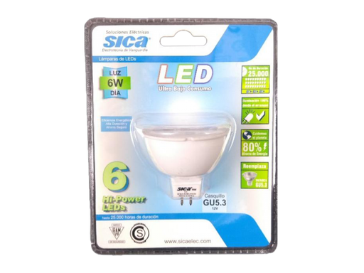 [911231] LAMPARA LED DICROICA 12V 6W GU5.3 LUZ DIA SICA