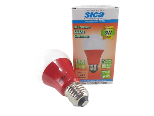 [911576] LAMPARA LED 3W E27 LUZ ROJA SICA