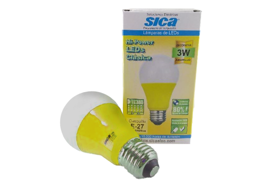 [911579] LAMPARA LED 3W E27 LUZ AMARILLA SICA