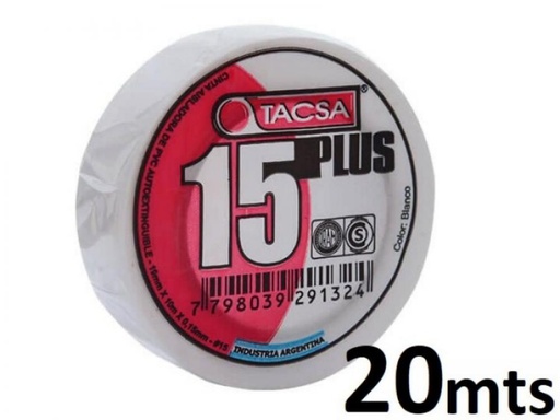 [CA20TB] CINTA PVC 20 MTS BLANCA TACSA