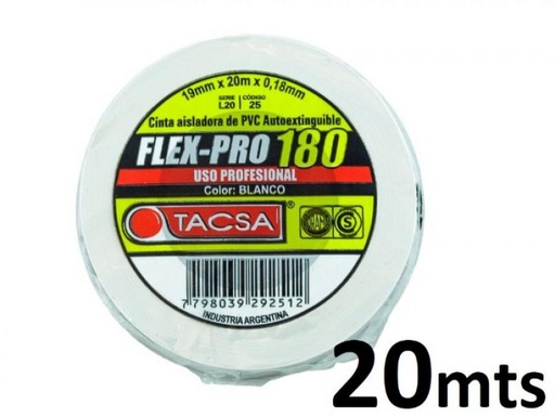 [CA20FPTB] CINTA PVC 20 MTS FLEX-PRO BLANCA TACSA