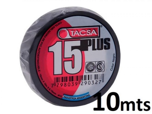 [CA10TN] CINTA PVC 10 MTS NEGRA TACSA