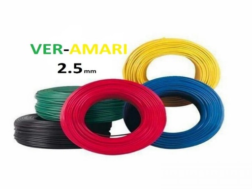 [UNI2,5VAWIRE] ROLLO CABLE UNIPOLAR 1x 2,5 VER-AMARI WIREFLEX