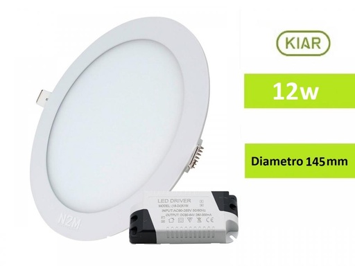 [297] PANEL LED REDONDO EMBUTIR 12W LUZ NEUTRA RESILIENTE