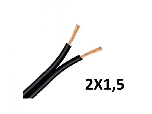 [PAR1,5NWIRE] ROLLO CABLE PARALELO 2x 1,5 NEGRO WIREFLEX