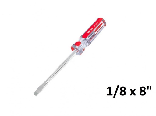 [21466] DESTORNILLADOR MANGO ACRILICO PLANO 1/8 x 8" PRETUL