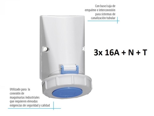 [KL7653243] FICHA INDUSTRIAL EXTERIOR HEMBRA 3x 16A + N + T KALOP