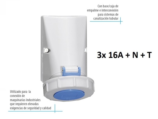 [KL7651643] FICHA INDUSTRIAL EXTERIOR HEMBRA 3x 16A + N + T KALOP