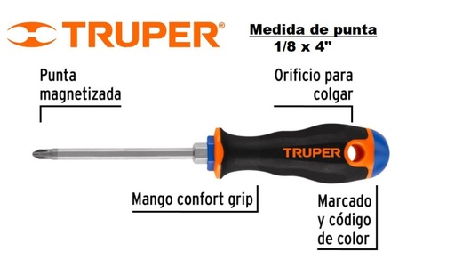 [14055] DESTORNILLADOR MANGO CONFORGRIP PHILLIPS 1/8 x 4" PRETUL