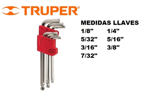 [15551] JUEGO DE 7 LLAVES ALLEN PULGADA TRUPER