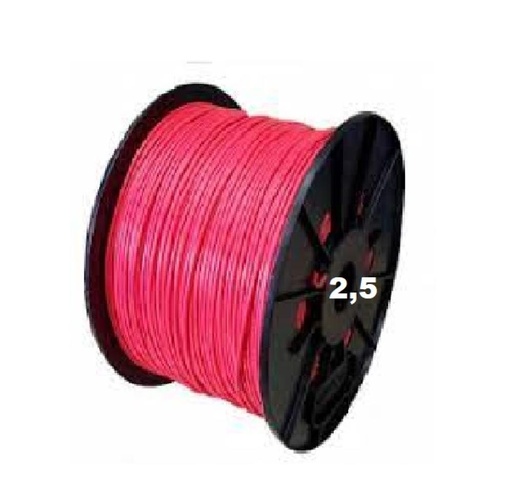[BUNI2,5RWIRE] BOBINA CABLE UNIPOLAR 1x 2,5 ROJO WIREFLEX