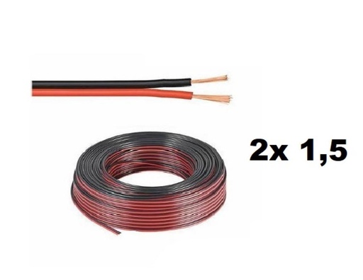 [PAR1,5NRWIRE] ROLLO CABLE PARALELO 2x 1,5 NEGRO ROJO WIREFLEX