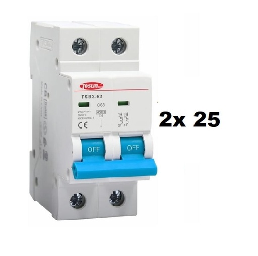 [384204-TOSUN] TERMICA BIPOLAR 2x 25A 4,5KA TOSUN