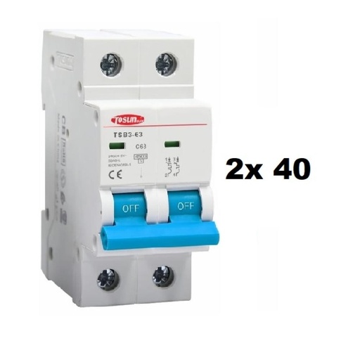[384206-TOSUN] TERMICA BIPOLAR 2x 40A 4,5KA TOSUN