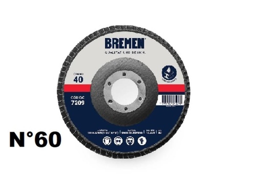 [7210-BREMEN] DISCO FLAP  4-1/2" (ø115x22mm) OX. ALUMINIO - 060 [10 unid] BREMEN