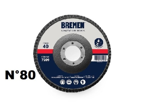[7211-BREMEN] DISCO FLAP  4-1/2" (ø115x22mm) OX. ALUMINIO - 080 [10 unid] BREMEN