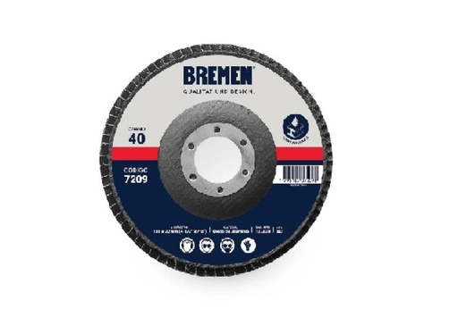 [7212-BREMEN] DISCO FLAP  4-1/2" (ø115x22mm) OX. ALUMINIO - 120 [10 unid] BREMEN