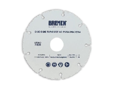 [7490-BREMEN] Disco de Tungsteno para Madera (115mm x 22,2mm) BREMEN